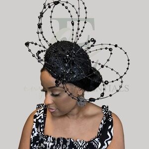 Noir Radiance Black Beaded Fascinator